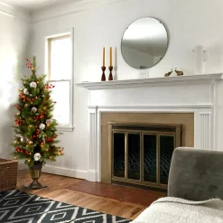 Online 4 ft. Pre-Lit Frosted Pine Berry Tree with Clear Lights Slim|Pre-Lit