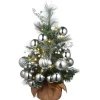 Hot 2 ft. Pre-Lit Frosted Silver Pine Tree with LED Lights Full|Pre-Lit