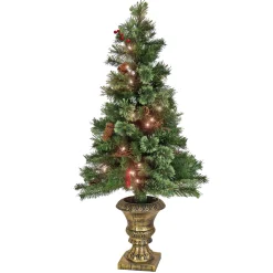 4 ft. Pre-Lit Glistening Pine Tree with Clear Lights Slim|Pre-Lit