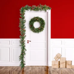 9 ft. Pre-Lit Glistening Pine Garland with Clear Lights Pre-Lit Christmas Garlands|7-10 Feet Christmas Garlands
