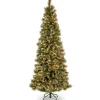 6.5 ft. Pre-Lit Glittery Bristle Pine Slim Tree with Warm White LED Lights Slim|Pre-Lit
