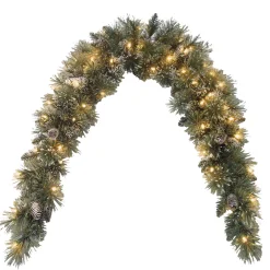 Discount 6 ft. Pre-Lit Glittery Bristle Pine Mantel Swag with Clear Lights Swags