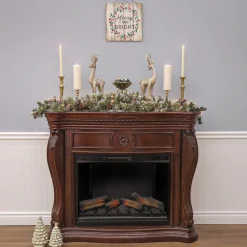 Discount 6 ft. Pre-Lit Glittery Bristle Pine Mantel Swag with Clear Lights Swags