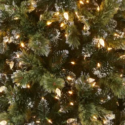 Clearance 7.5 ft. Pre-Lit Glittery Bristle Slim Tree with LED Lights Slim|Pre-Lit