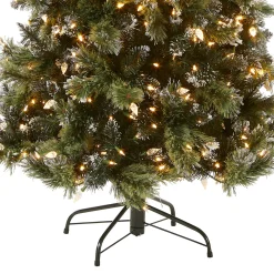 Clearance 7.5 ft. Pre-Lit Glittery Bristle Slim Tree with LED Lights Slim|Pre-Lit