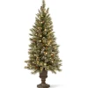 4 ft. Pre-Lit Glittery Bristle Tree with Warm White LED Lights Slim|Pre-Lit