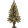 Hot 4 ft. Pre-Lit Glittery Bristle Tree with Clear Lights Entrance|Pre-Lit