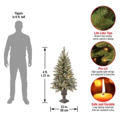Hot 4 ft. Pre-Lit Glittery Bristle Tree with Clear Lights Entrance|Pre-Lit