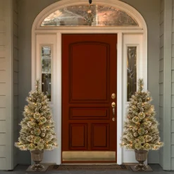 Hot 4 ft. Pre-Lit Glittery Bristle Tree with Clear Lights Entrance|Pre-Lit
