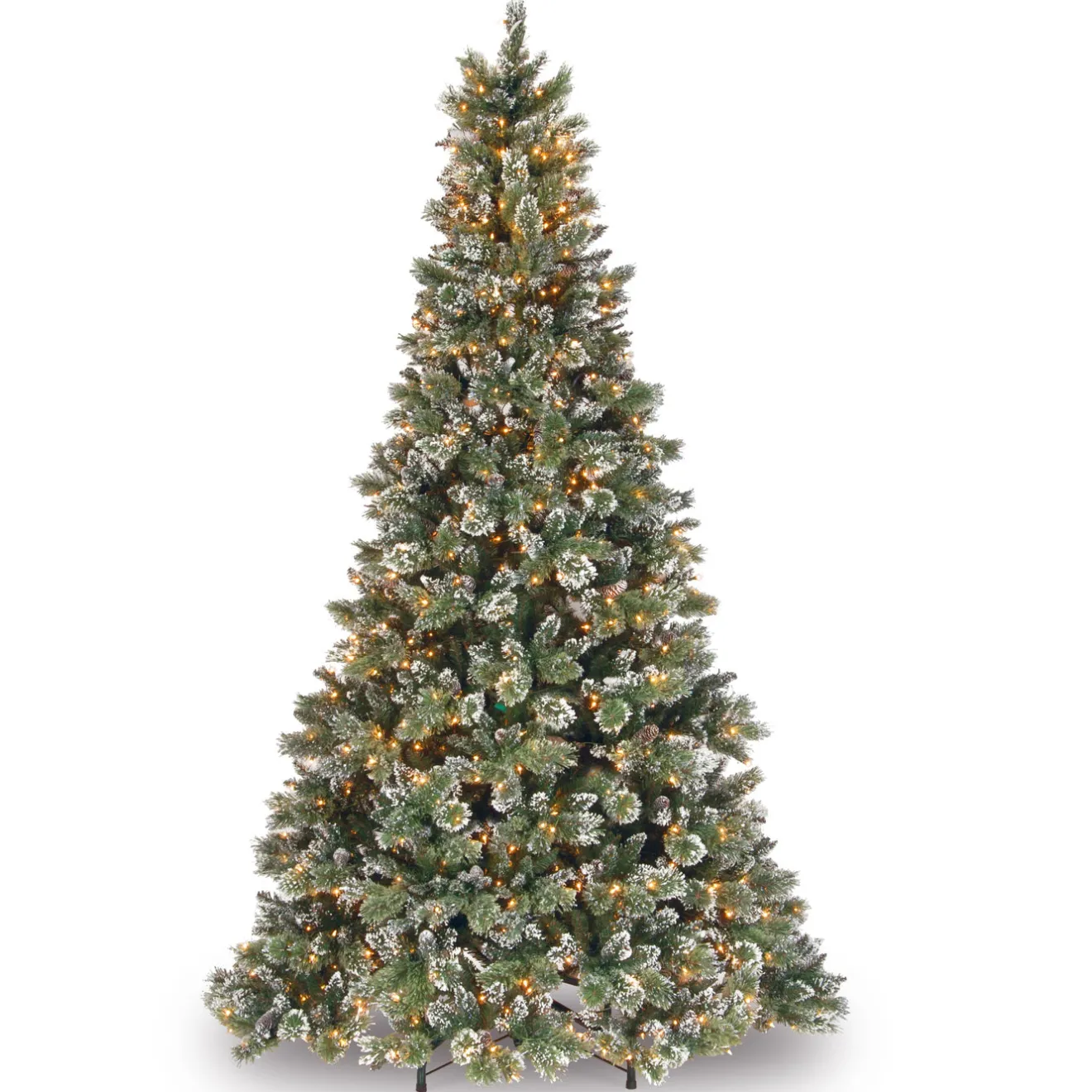 New 9 ft. Pre-Lit Glittery Bristle Pine Tree with Clear Lights Full|9 To 9.5 Feet
