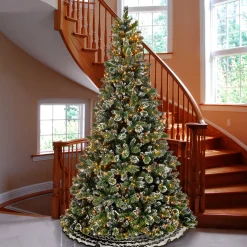 New 9 ft. Pre-Lit Glittery Bristle Pine Tree with Clear Lights Full|9 To 9.5 Feet