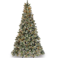 New 9 ft. Pre-Lit Glittery Bristle Pine Tree with Clear Lights Full|9 To 9.5 Feet