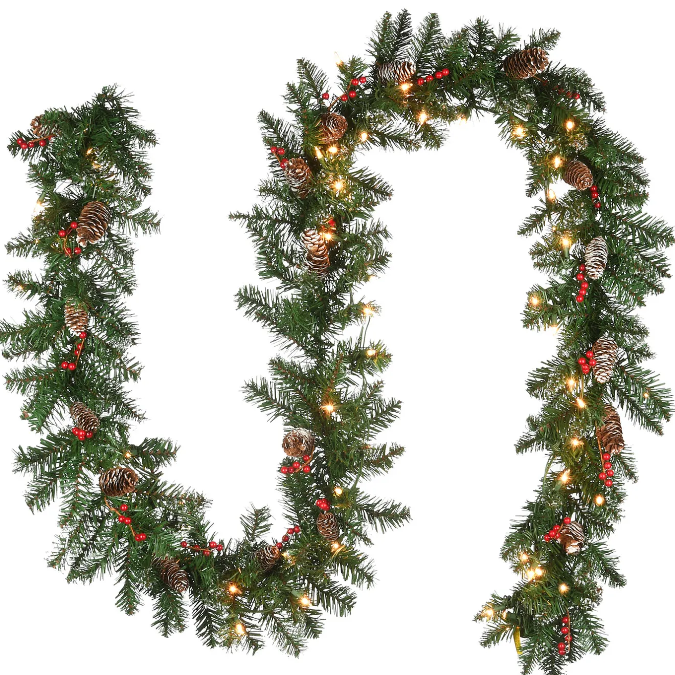 New 9 ft. Pre-Lit Glittery Mountain Spruce Garland with Clear Lights Pre-Lit Christmas Garlands|7-10 Feet Christmas Garlands