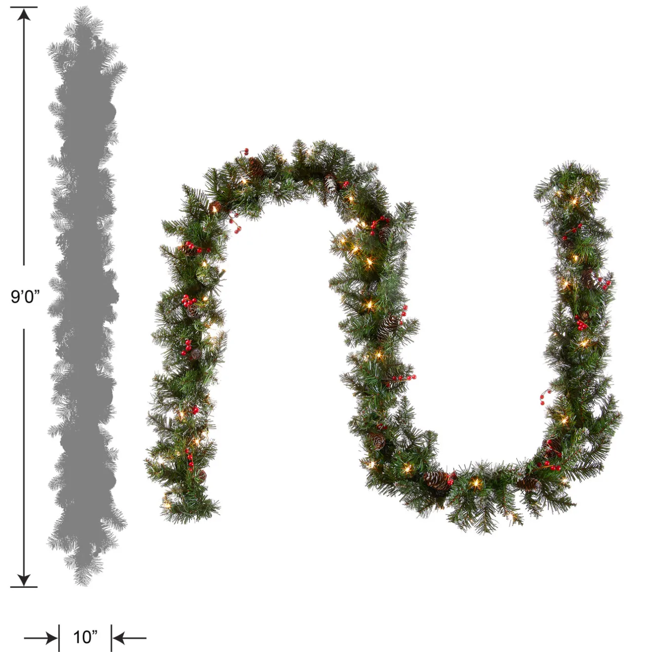 New 9 ft. Pre-Lit Glittery Mountain Spruce Garland with Clear Lights Pre-Lit Christmas Garlands|7-10 Feet Christmas Garlands