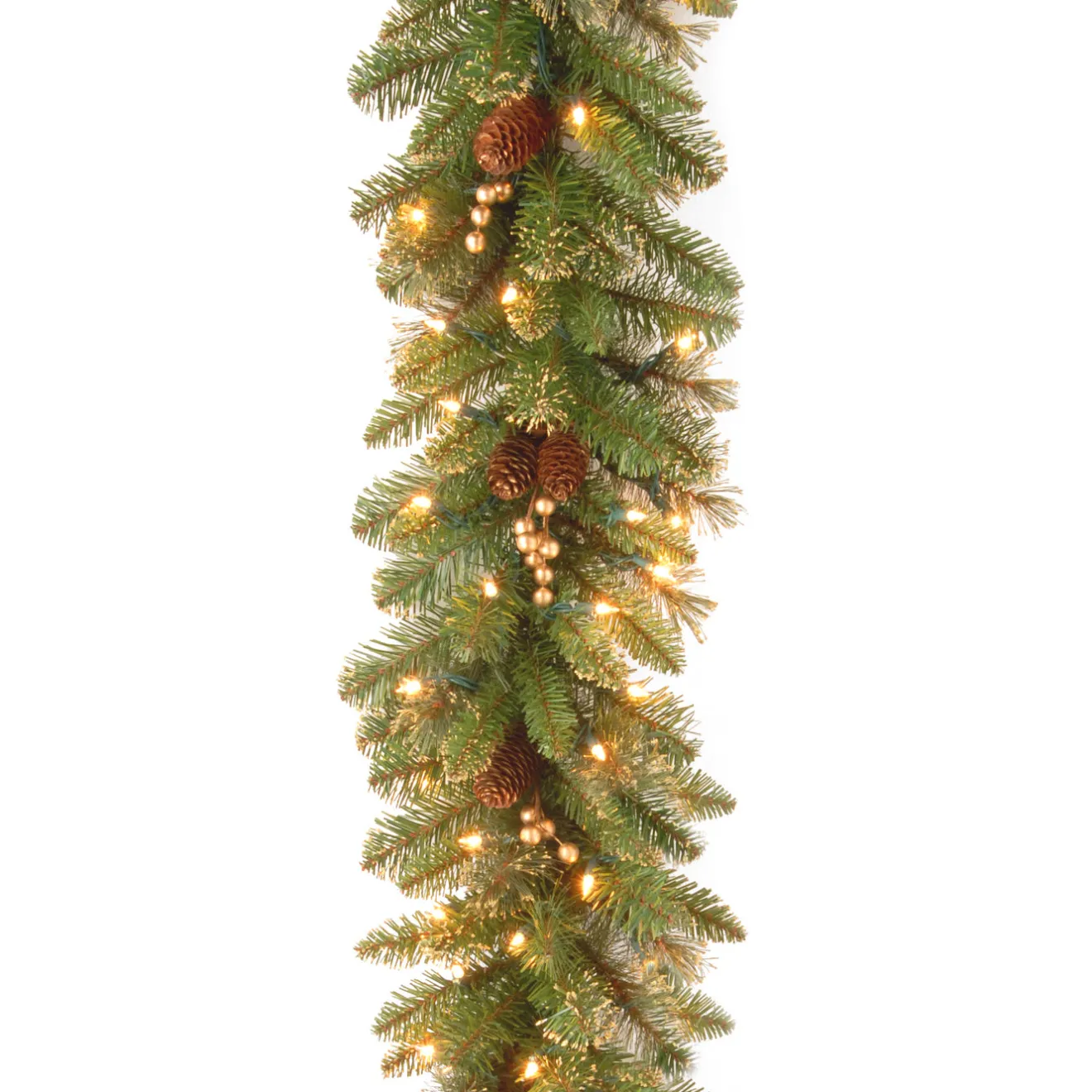 Online 9 ft. Pre-Lit Glittery Pine Gold Garland with Clear Lights Pre-Lit Christmas Garlands|7-10 Feet Christmas Garlands