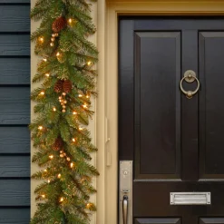 Online 9 ft. Pre-Lit Glittery Pine Gold Garland with Clear Lights Pre-Lit Christmas Garlands|7-10 Feet Christmas Garlands