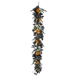 Best 6 ft. Pre-Lit Halloween Garland with Pumpkins and LED Lights Garlands