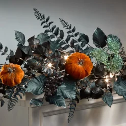Best 6 ft. Pre-Lit Halloween Garland with Pumpkins and LED Lights Garlands