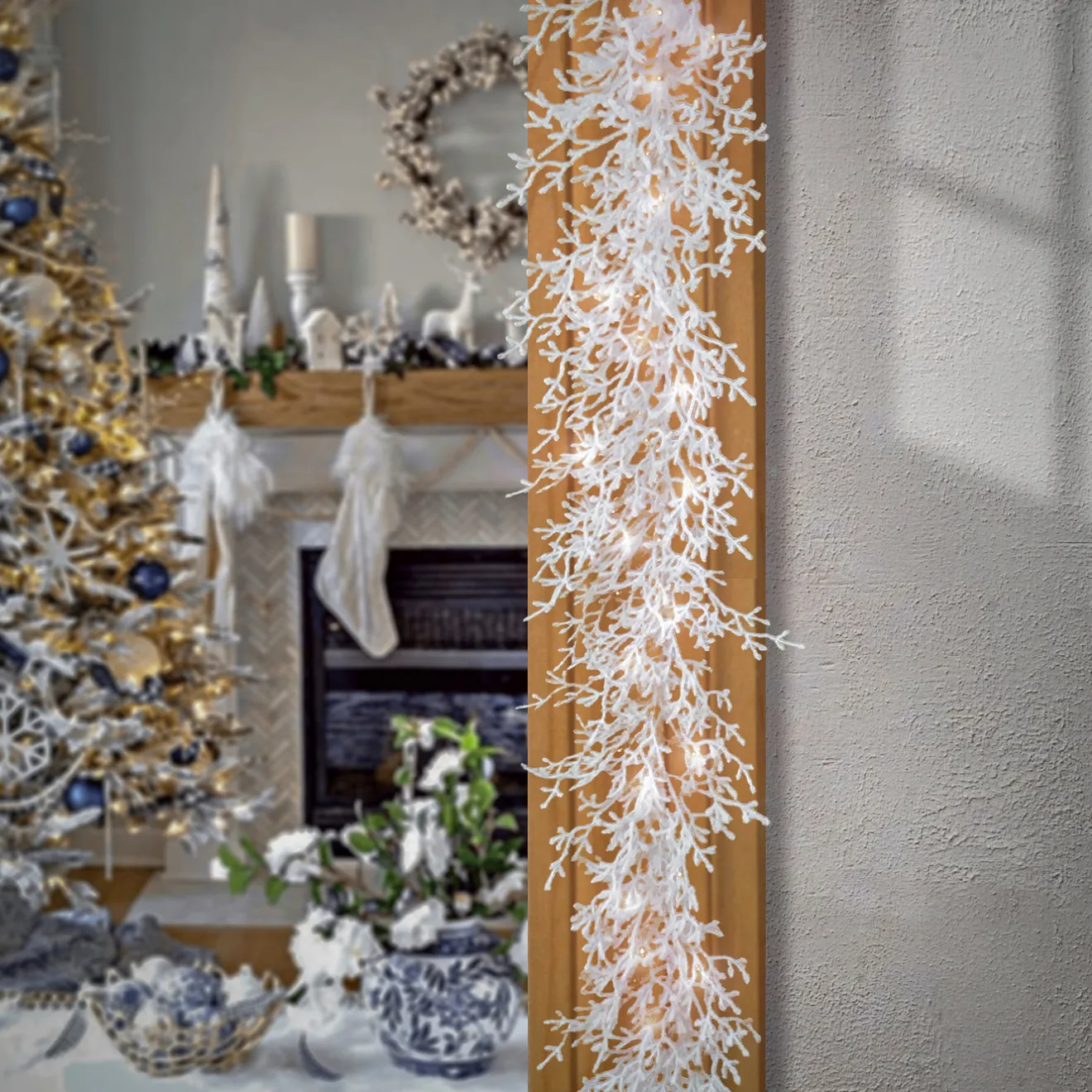 Sale 6 ft. Pre-Lit HGTV Home Collection Christmas by the Sea Coral Garland Pre-Lit Christmas Garlands|3-6 Feet Christmas Garlands