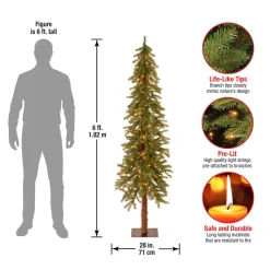 Best 6 ft. Pre-Lit Hickory Cedar Tree with Clear Lights Full|Pre-Lit