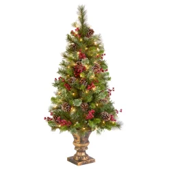 Best 4 ft. Pre-Lit Iced Berry Pine Entrance Tree with Clear Lights Entrance|Under 5 Feet
