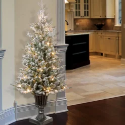 Discount 4 ft. Pre-Lit Iceland Fir Tree with Clear Lights Entrance|Pre-Lit