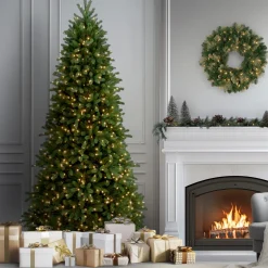 Best 9 ft. Pre-Lit Jersey Fraser Fir Slim Tree with Clear Lights Slim|Pre-Lit