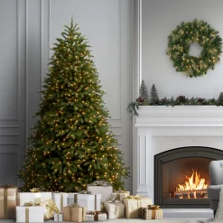 Discount 6.5 ft. Pre-Lit Jersey Fraser Fir Medium Tree with Dual Color LED Lights Medium|Pre-Lit