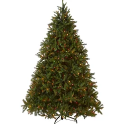 Outlet 7.5 ft. Pre-Lit Jersey Fraser Fir Tree with Multicolor Lights Full|Pre-Lit