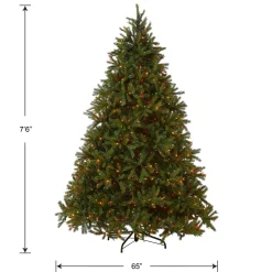 Outlet 7.5 ft. Pre-Lit Jersey Fraser Fir Tree with Multicolor Lights Full|Pre-Lit