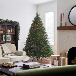 Outlet 7.5 ft. Pre-Lit Jersey Fraser Fir Tree with Multicolor Lights Full|Pre-Lit