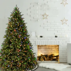 Outlet 7.5 ft. Pre-Lit Jersey Fraser Fir Tree with Multicolor Lights Full|Pre-Lit