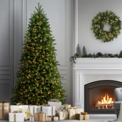 Outlet 7.5 ft. Pre-Lit Jersey Fraser Fir Slim Tree with Clear Lights Slim|Pre-Lit
