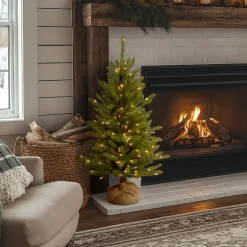 Discount 4 ft. Pre-Lit Kensington Fir Tree in a Burlap Sack with Clear Lights Full|Pre-Lit