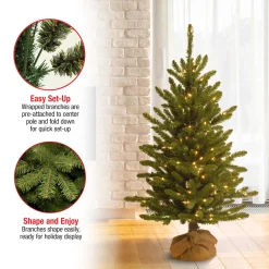 Discount 4 ft. Pre-Lit Kensington Fir Tree in a Burlap Sack with Clear Lights Full|Pre-Lit
