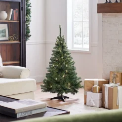 Clearance 4 ft. Pre-Lit Kincaid Spruce Tree with Clear Lights Full|Pre-Lit