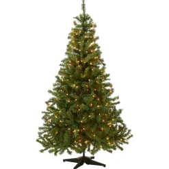 Clearance 6 ft. Pre-Lit Kincaid Spruce Tree with Clear Lights Full|Pre-Lit