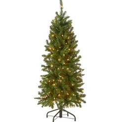 Hot 4.5 ft. Pre-Lit Kingswood Fir Pencil Tree with Clear Lights Pencil Slim|Pre-Lit