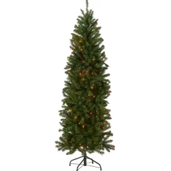 6.5 ft. Pre-Lit Kingswood Fir Pencil Tree with Multicolor Lights Pencil Slim|Pre-Lit