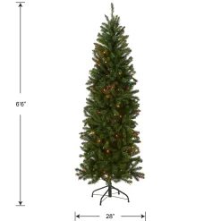 6.5 ft. Pre-Lit Kingswood Fir Pencil Tree with Multicolor Lights Pencil Slim|Pre-Lit