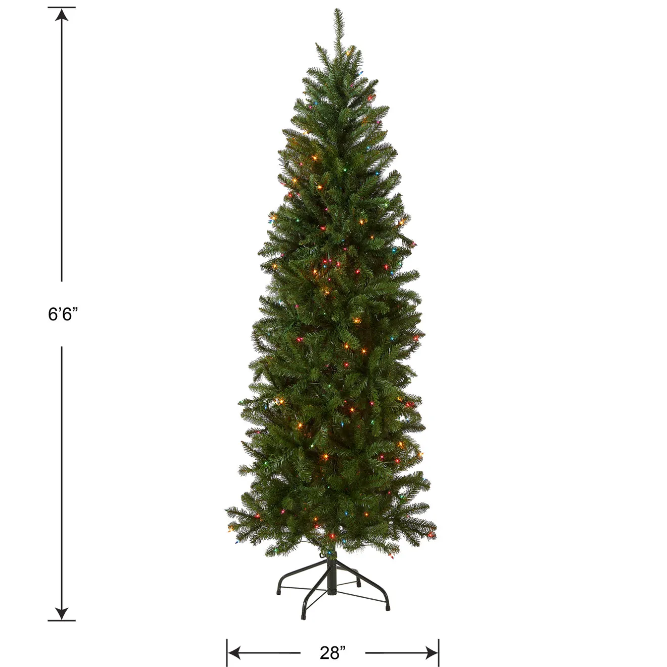6.5 ft. Pre-Lit Kingswood Fir Pencil Tree with Multicolor Lights Pencil Slim|Pre-Lit