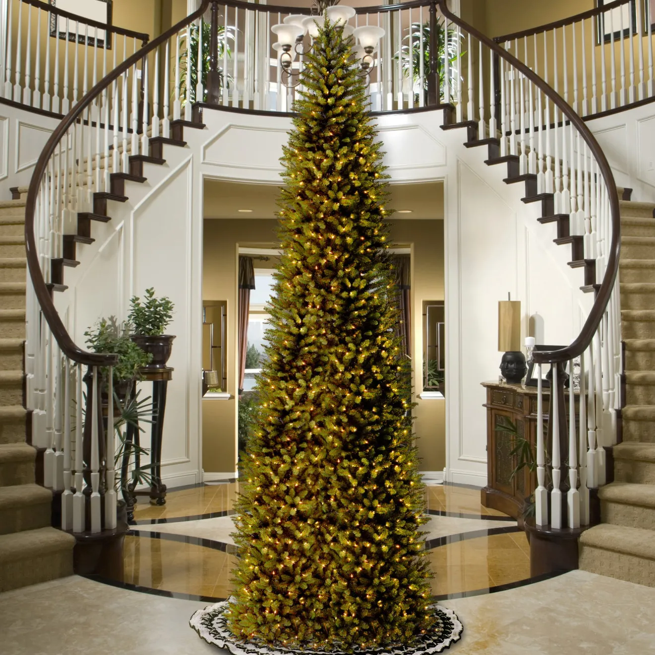 Outlet 14 ft. Pre-Lit Kingswood Fir Pencil Tree with Clear Lights Pencil Slim|12 Feet And Taller