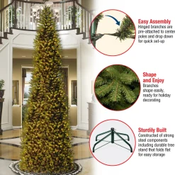 Outlet 14 ft. Pre-Lit Kingswood Fir Pencil Tree with Clear Lights Pencil Slim|12 Feet And Taller