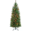 Online 4.5 ft. Pre-Lit Kingswood Fir Pencil Tree with Multicolor Lights Pencil Slim|Pre-Lit
