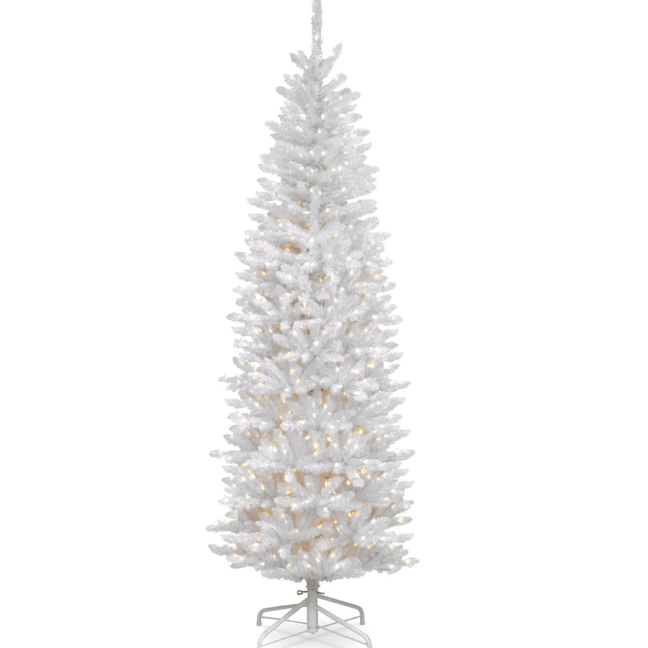 Online 6.5 ft. Pre-Lit Kingswood Fir White Pencil Tree with Clear Lights Pencil Slim|Pre-Lit