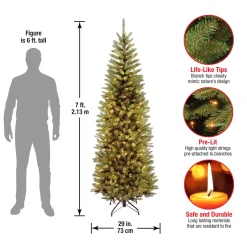 7 ft. Pre-Lit Kingswood Fir Pencil Tree with Clear Lights Pencil Slim|Pre-Lit