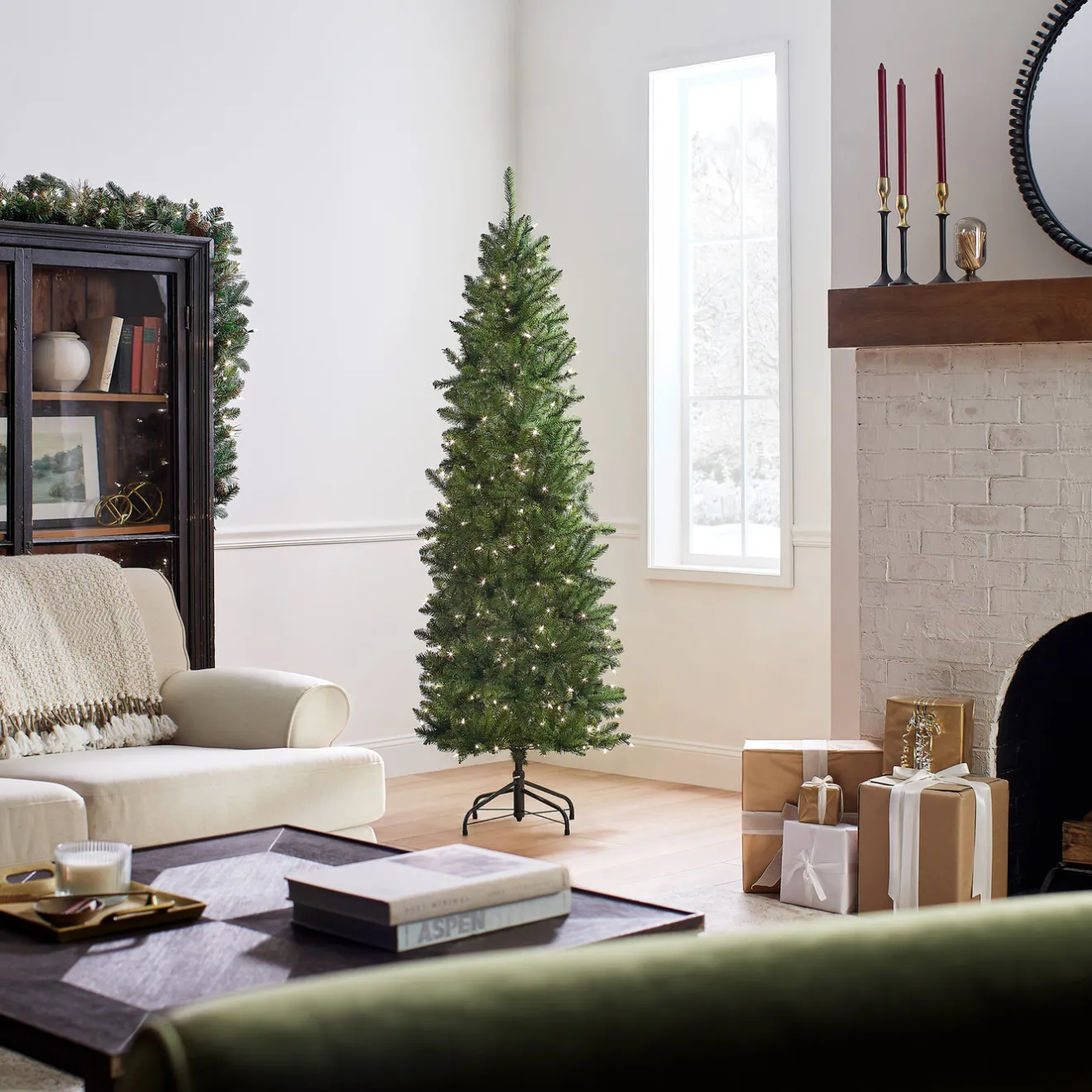 Best 6.5 ft. Pre-Lit Kingswood Fir Pencil Tree with Clear Lights Pre-Lit|6 To 6.5 Feet