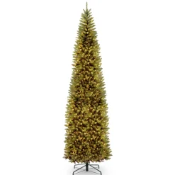 Sale 12 ft. Pre-Lit Kingswood Fir Pencil Slim Tree with Clear Lights Pencil Slim|Pre-Lit