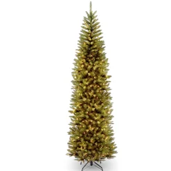 Discount 9 ft. Pre-Lit Kingswood Fir Pencil Tree with Clear Lights Pencil Slim|Pre-Lit