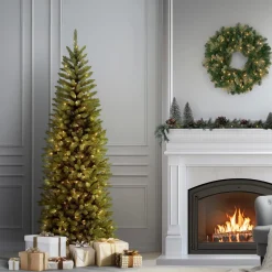 New 6 ft. Pre-Lit Kingswood Fir Pencil Tree with Clear Lights Pencil Slim|Pre-Lit